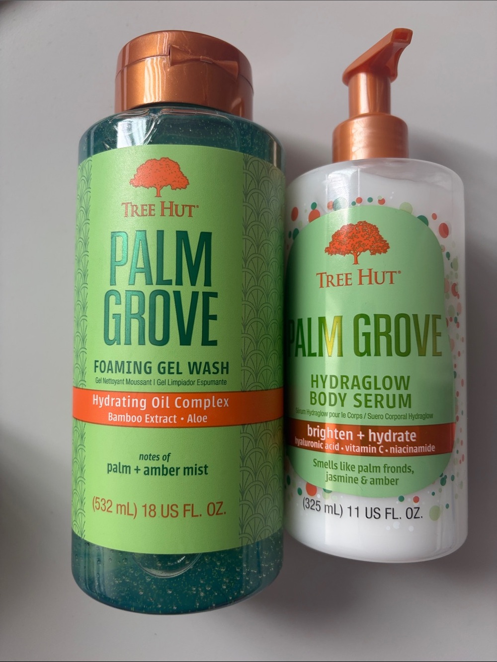 Tree Hut Palm Grove Hydraglow Body Serum - & Body Wash Set- 11oz & 18oz